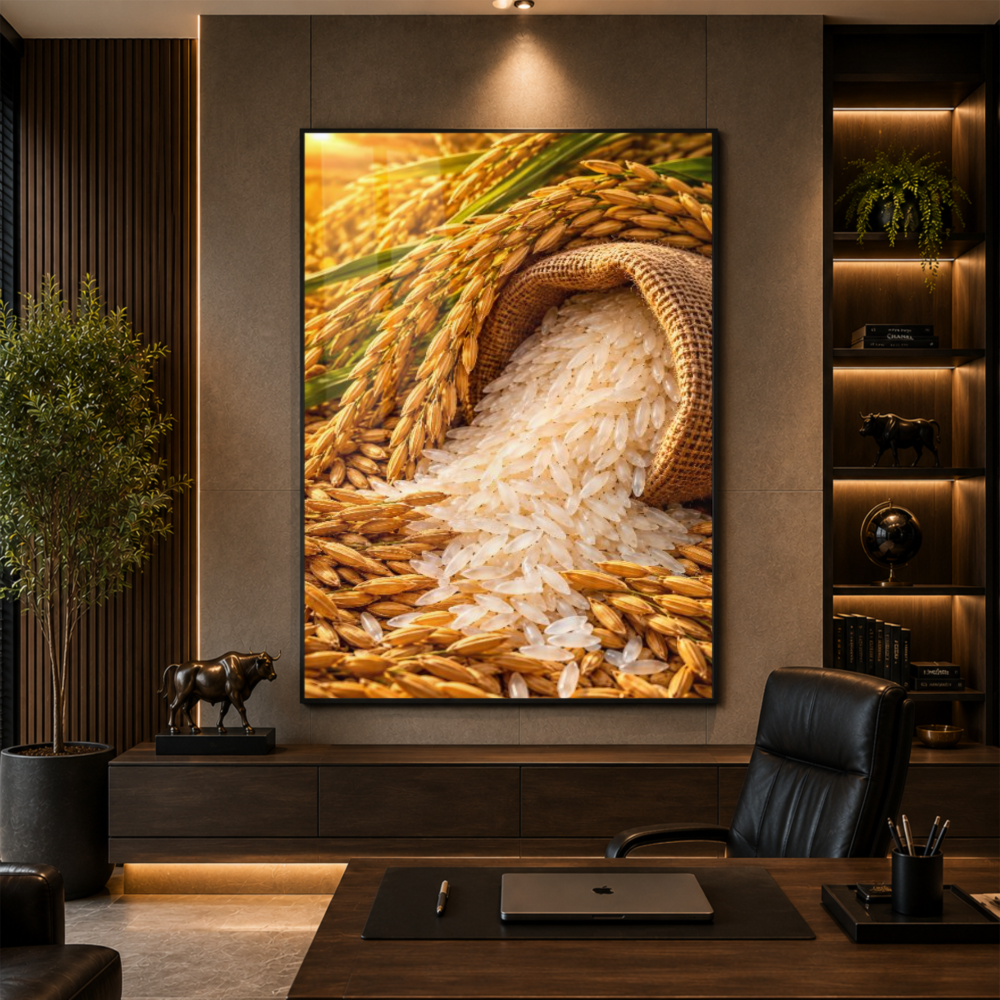 Quadro Cozinha Arroz Colheita Dourada