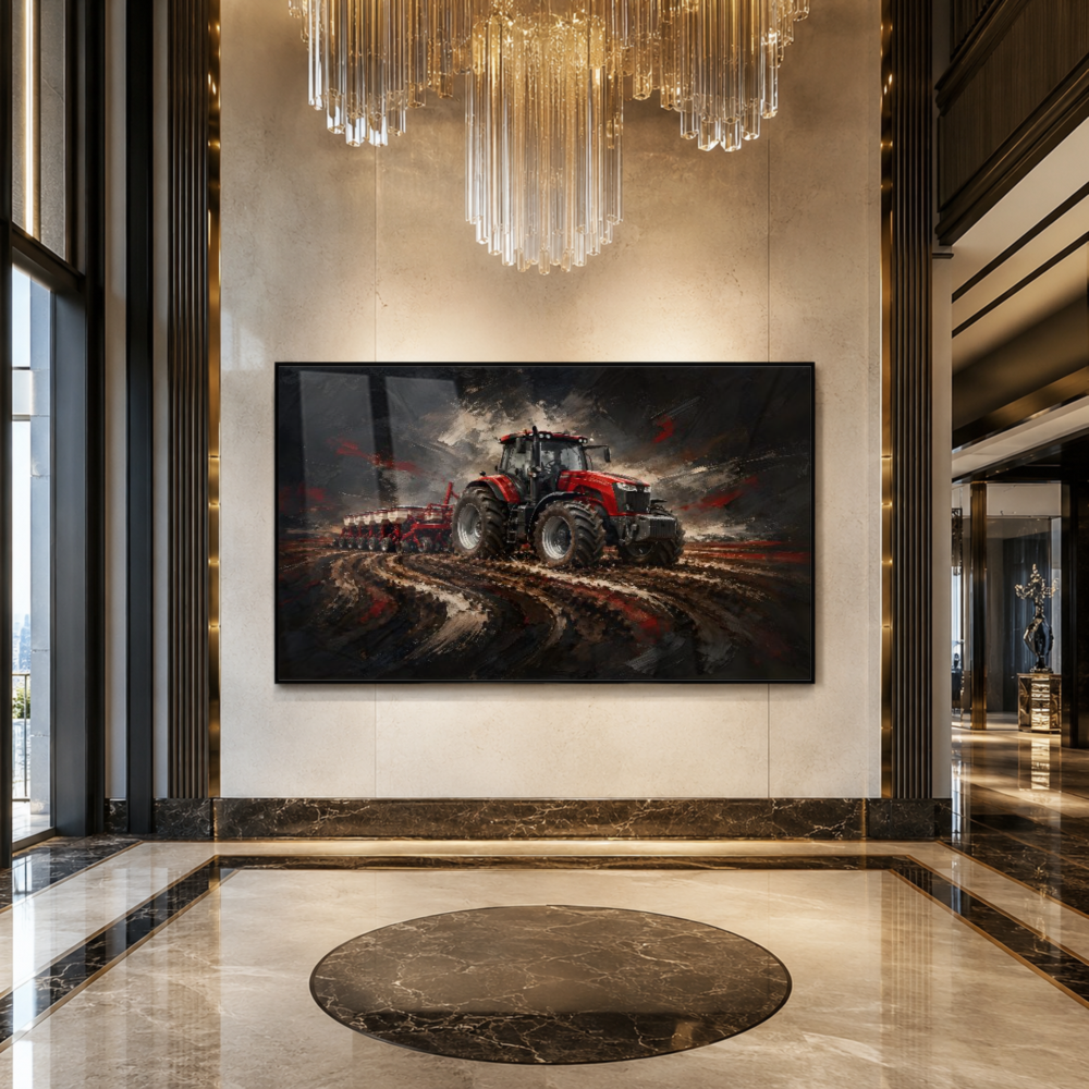 Quadro Escritório Trator Vermelho