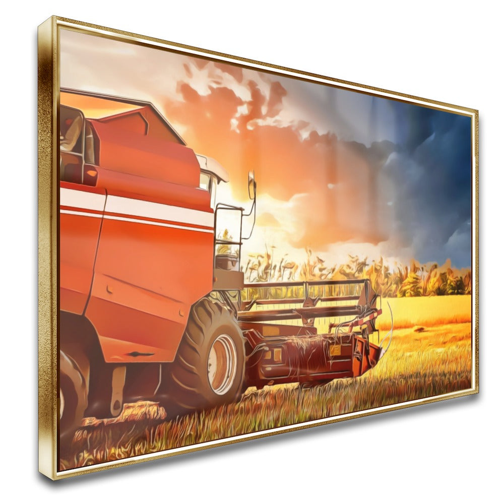 Quadro Colheitadeira Mf Estilo Pintura