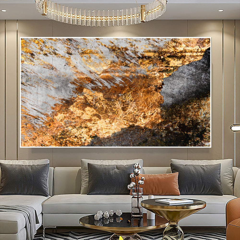 Quadro Decorativo Abstrator Cor De Ouro