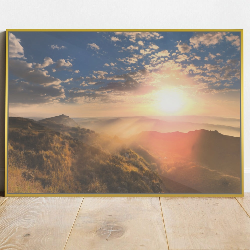 Quadro Paisagem E Montanhas Nascer Do Sol