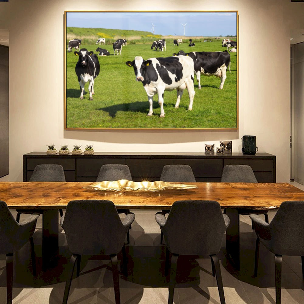 Quadro Vacas Holandesas Pastando No Campo