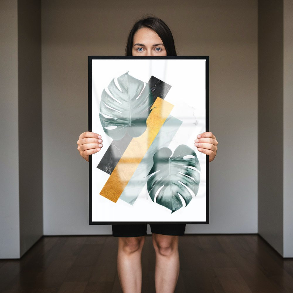 Quadro Abstrato Para Sala Folhas Verdes