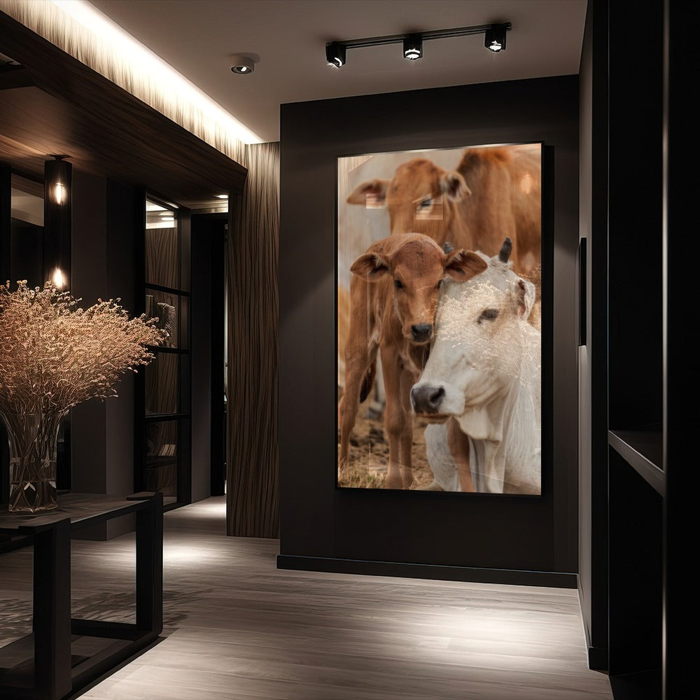 Quadro Vaca E Terneiros No Campo