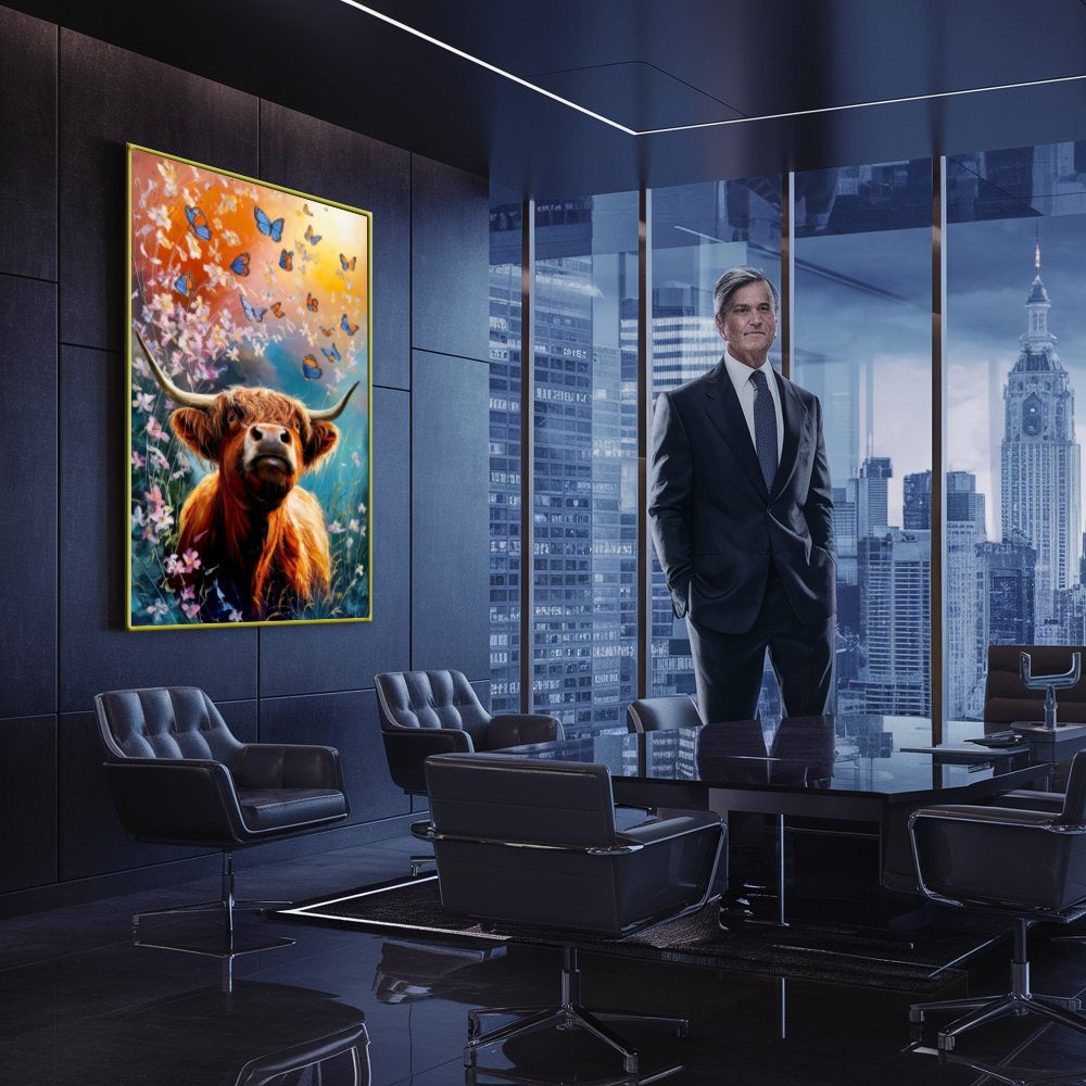 Quadro Boi E Borboletas