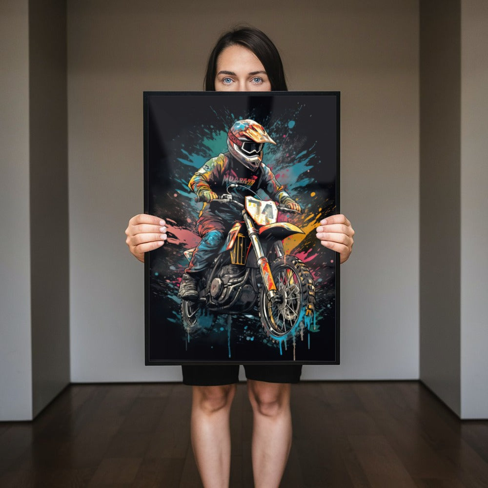 Quadro Motocross Estilo Abstrato