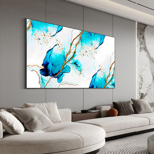 Quadro Decorativo Azul e Dourado Abstrato