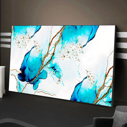 Quadro Decorativo Azul e Dourado Abstrato