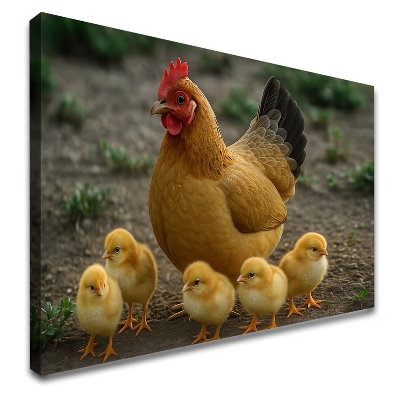 Quadro Galinha Caipira E Pintinhos