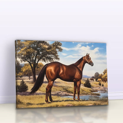 Quadro Sala Cavalo Marrom Rural