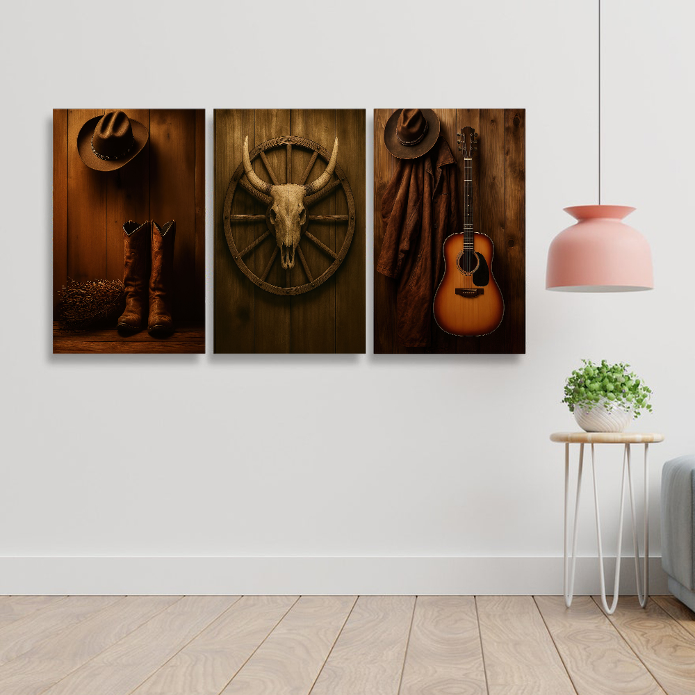 Trio de quadros decoração rústica sertaneja – Agro Quadros