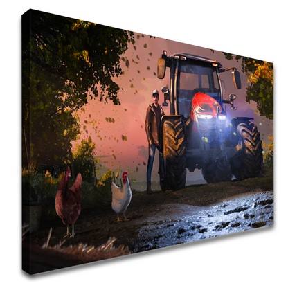 Quadro Fazenda Trator E Jovem Game