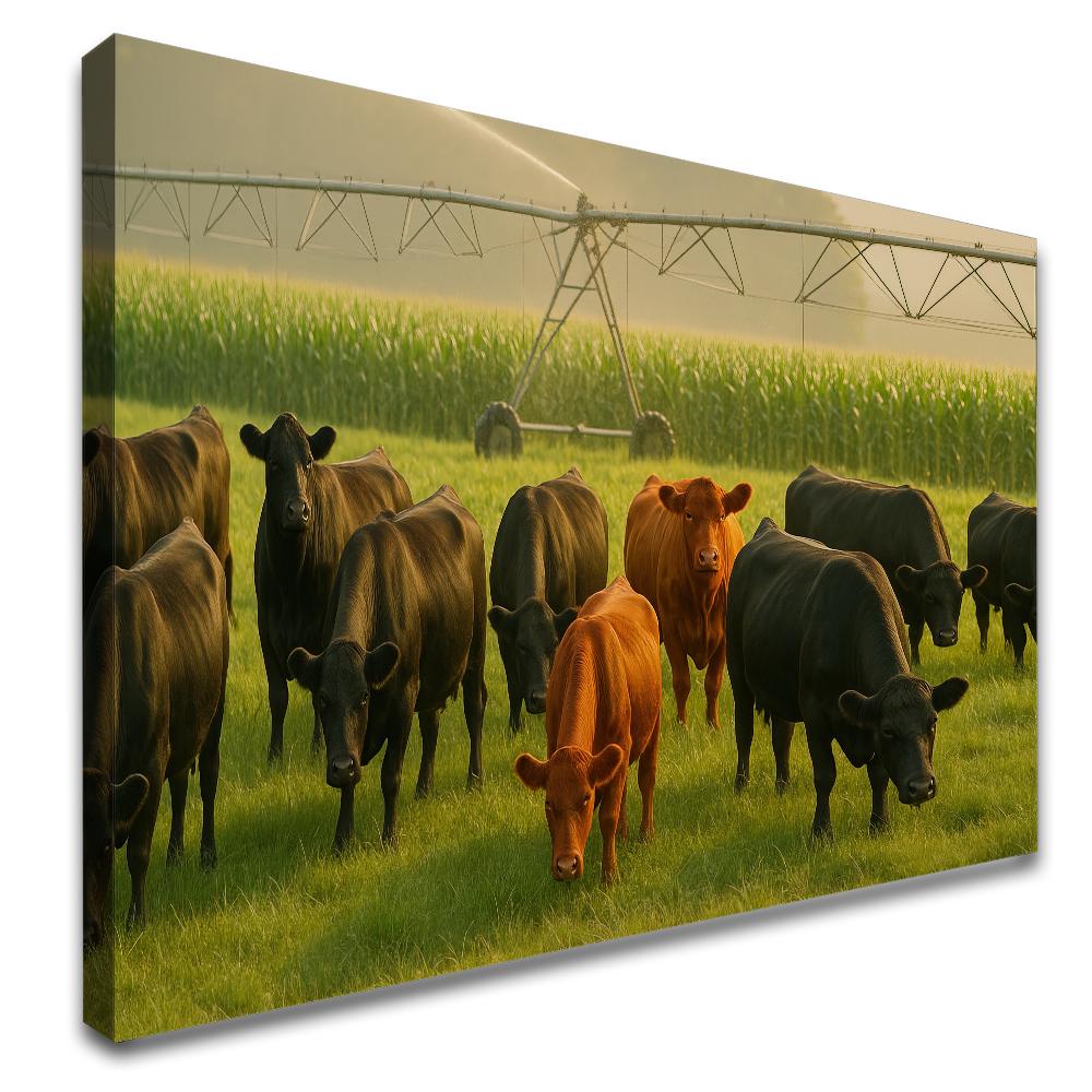 Quadro Gado Pastando Pivo E Irrigação