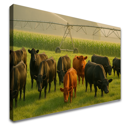 Quadro Gado Pastando Pivo E Irrigação