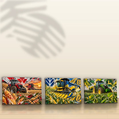 Quadro Trio Cozinha Trator na Lavoura