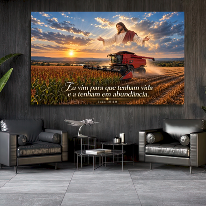Quadro Sala Jesus Colheitadeira Luxo
