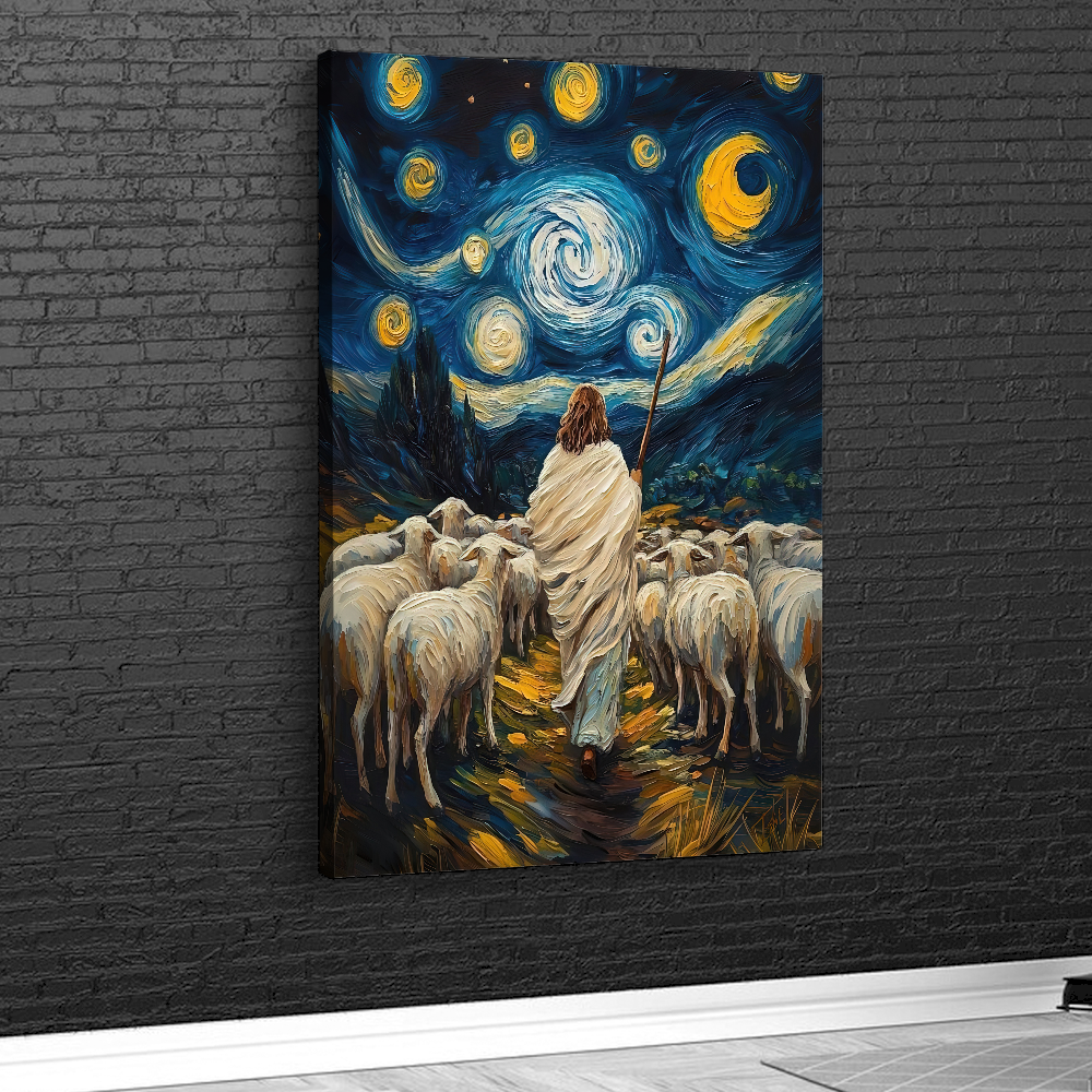 Quadro Jesus Pastor estilo pintura em alta definição – Agro Quadros