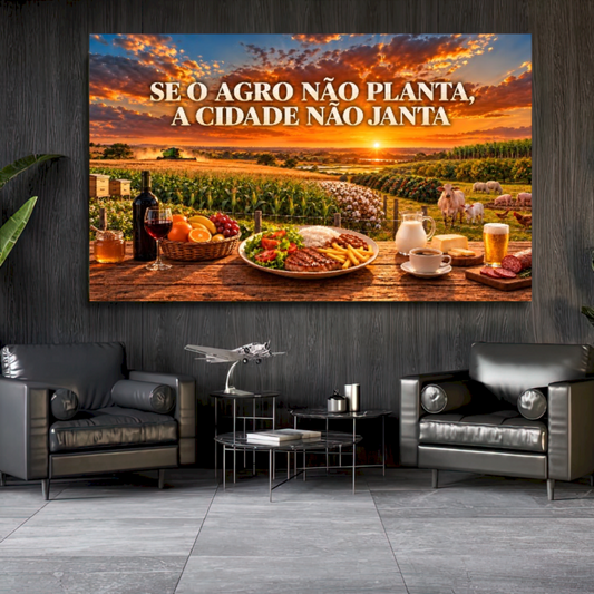 Quadro Cozinha Frase Agro Pôr do Sol