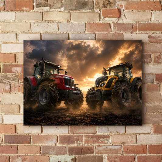 Quadro Sala Tratores no Pôr do Sol