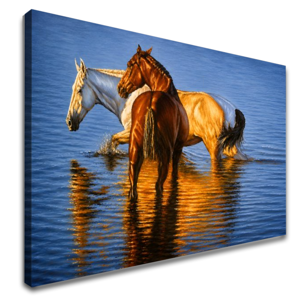 Quadro Sala Cavalos no Lago Dourado