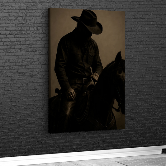 Quadro Cowboy Montado Cavalo Arte Rústica