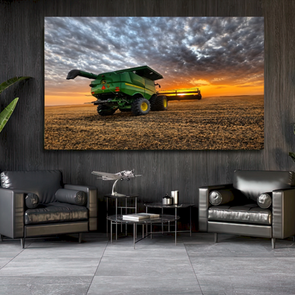 Quadro Sala Colheitadeira Pôr do Sol