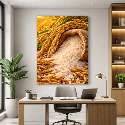 Quadro Cozinha Arroz Colheita Dourada