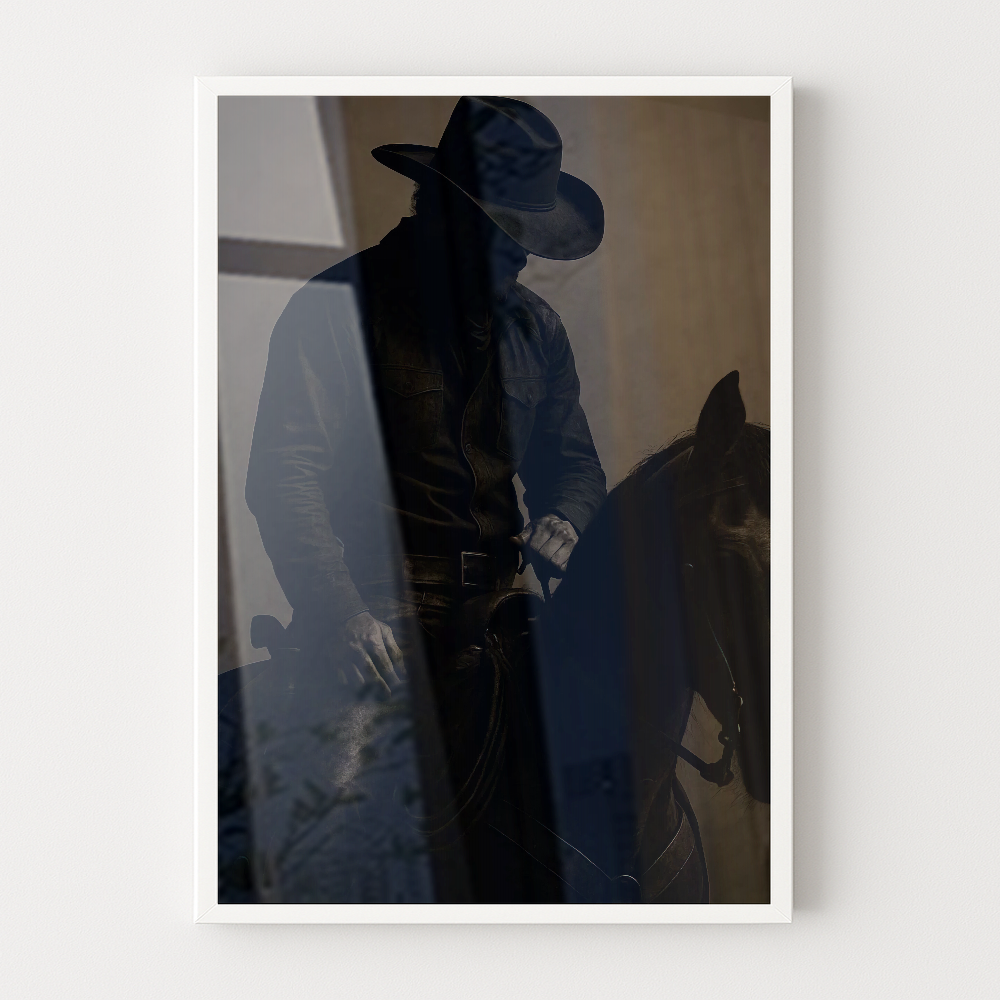 Quadro Cowboy Montado Cavalo Arte Rústica