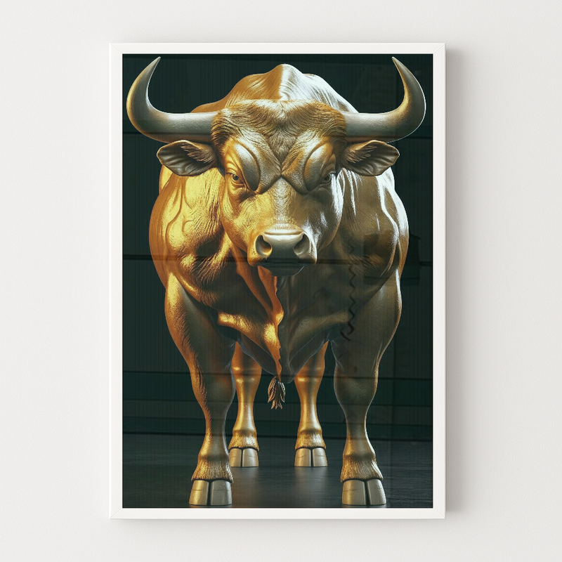 Quadro Touro Dourado Fundo Black