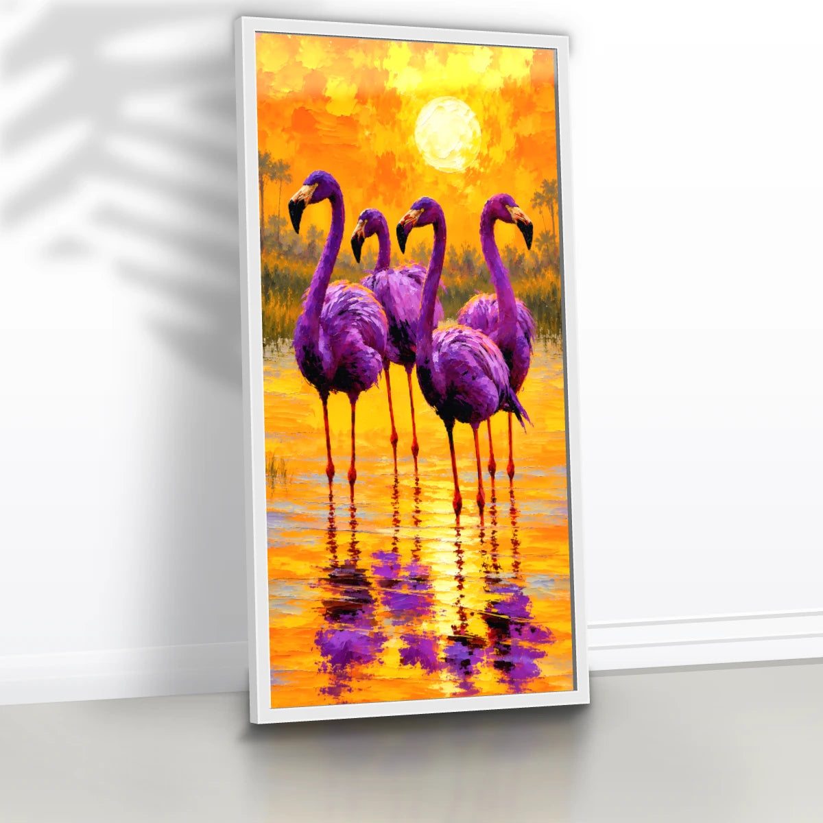 Quadro Sala Flamingos Sunset Purple