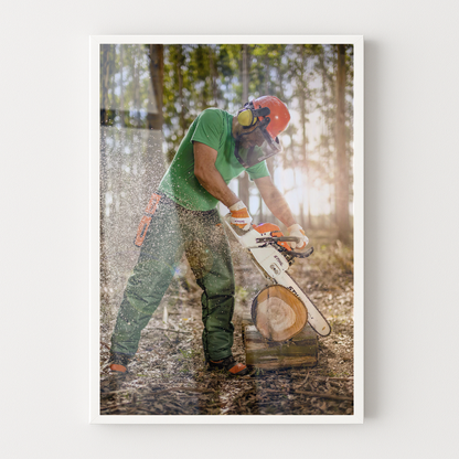 Quadro Serrando Madeira Motosserra