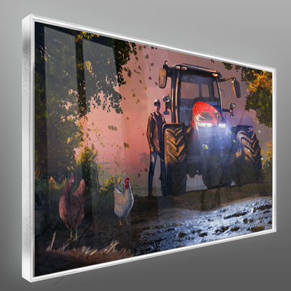 Quadro Fazenda Trator E Jovem Game