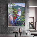 Quadro Pai E Filho Colhendo Café