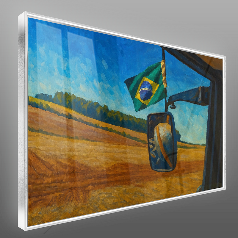 Quadro Visão Do Piloto De Trator Na Lavoura