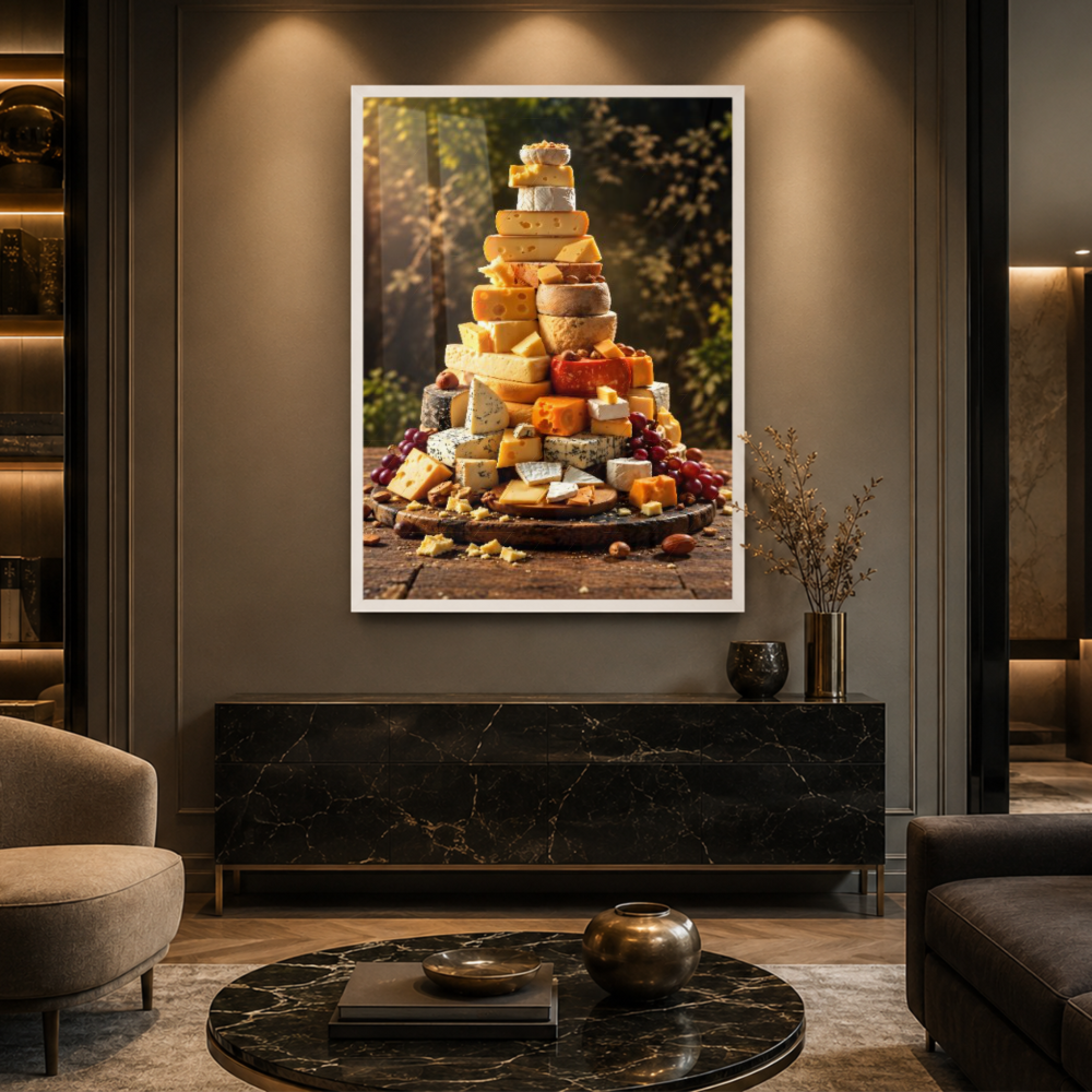 Quadro Cozinha Torre de Queijos Gold