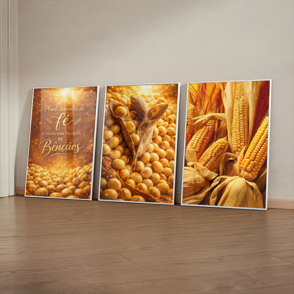 Quadro Trio Espigas De Milho Maduras