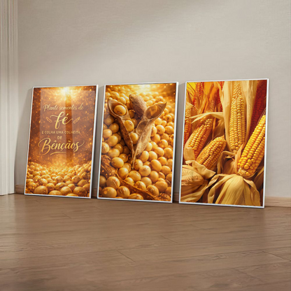 Quadro Trio Espigas De Milho Maduras