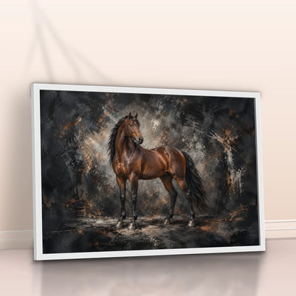 Quadro Sala Cavalo Marrom Luxury