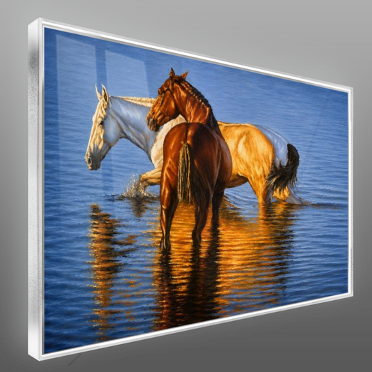 Quadro Sala Cavalos no Lago Dourado