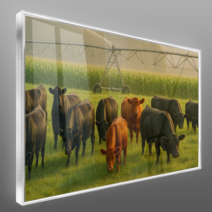 Quadro Gado Pastando Pivo E Irrigação
