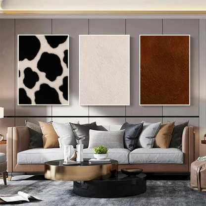 Quadros Trio Textura Vaca Holandesa, Boi Nelore e Red Angus