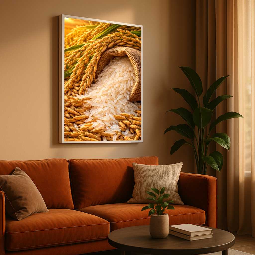 Quadro Cozinha Arroz Colheita Dourada