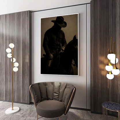 Quadro Cowboy Montado Cavalo Arte Rústica
