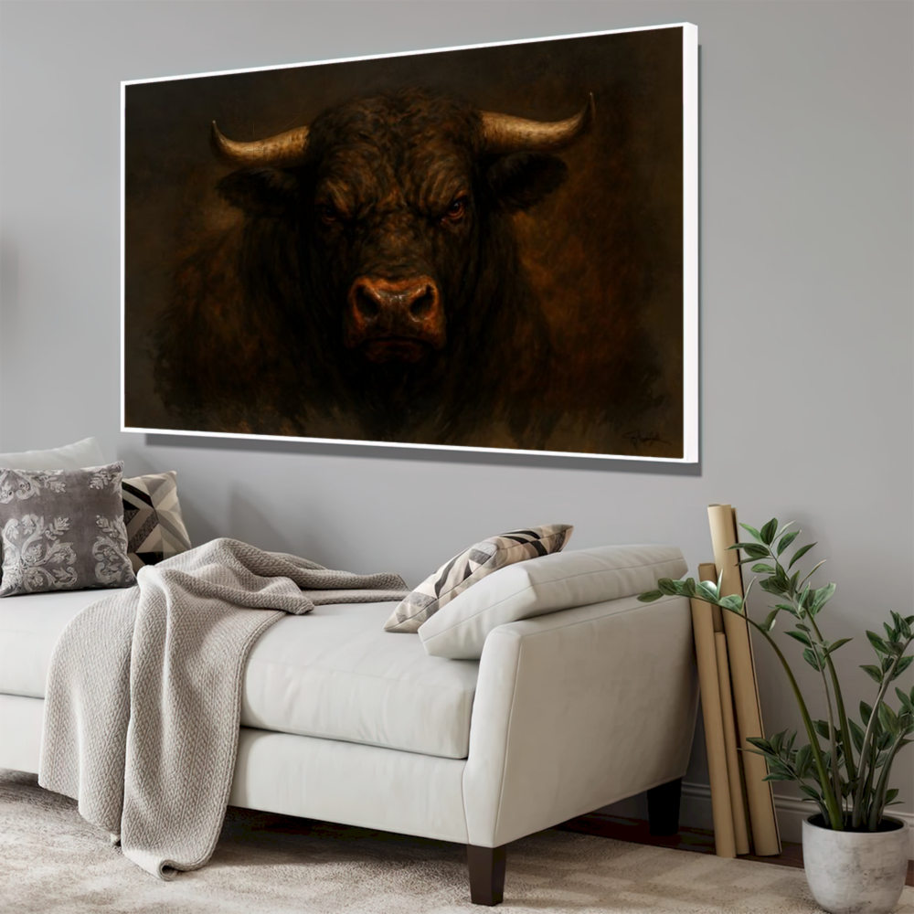 Quadro Escritório Touro Dark Realista