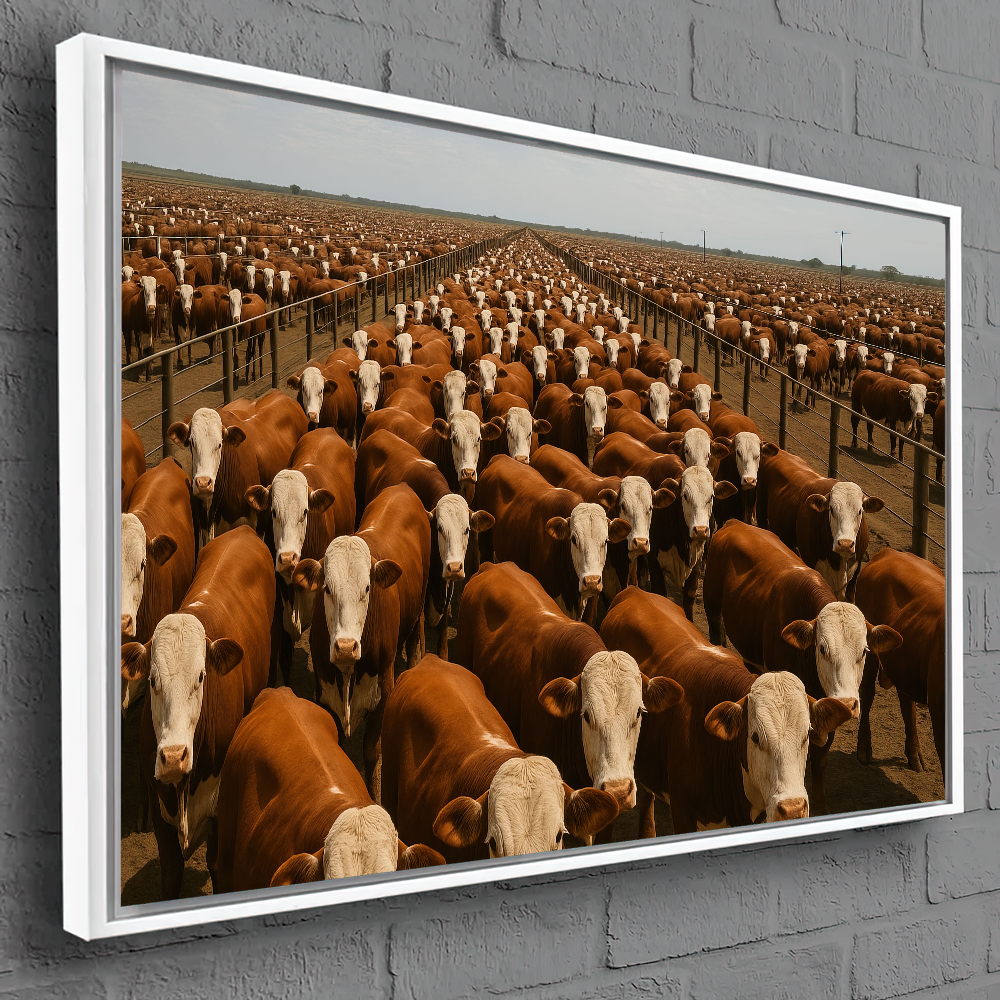 Quadro gado Red Angus no confinamento – Agro Quadros