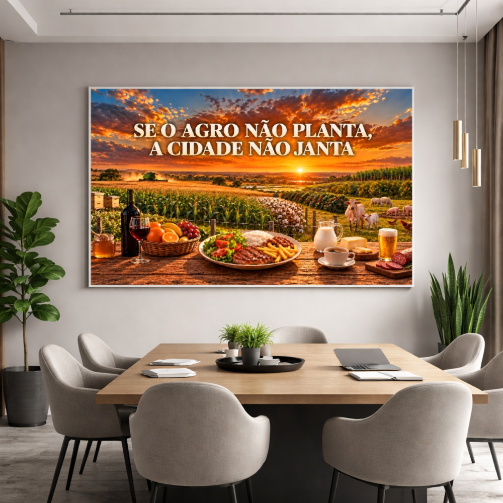Quadro Cozinha Frase Agro Pôr do Sol