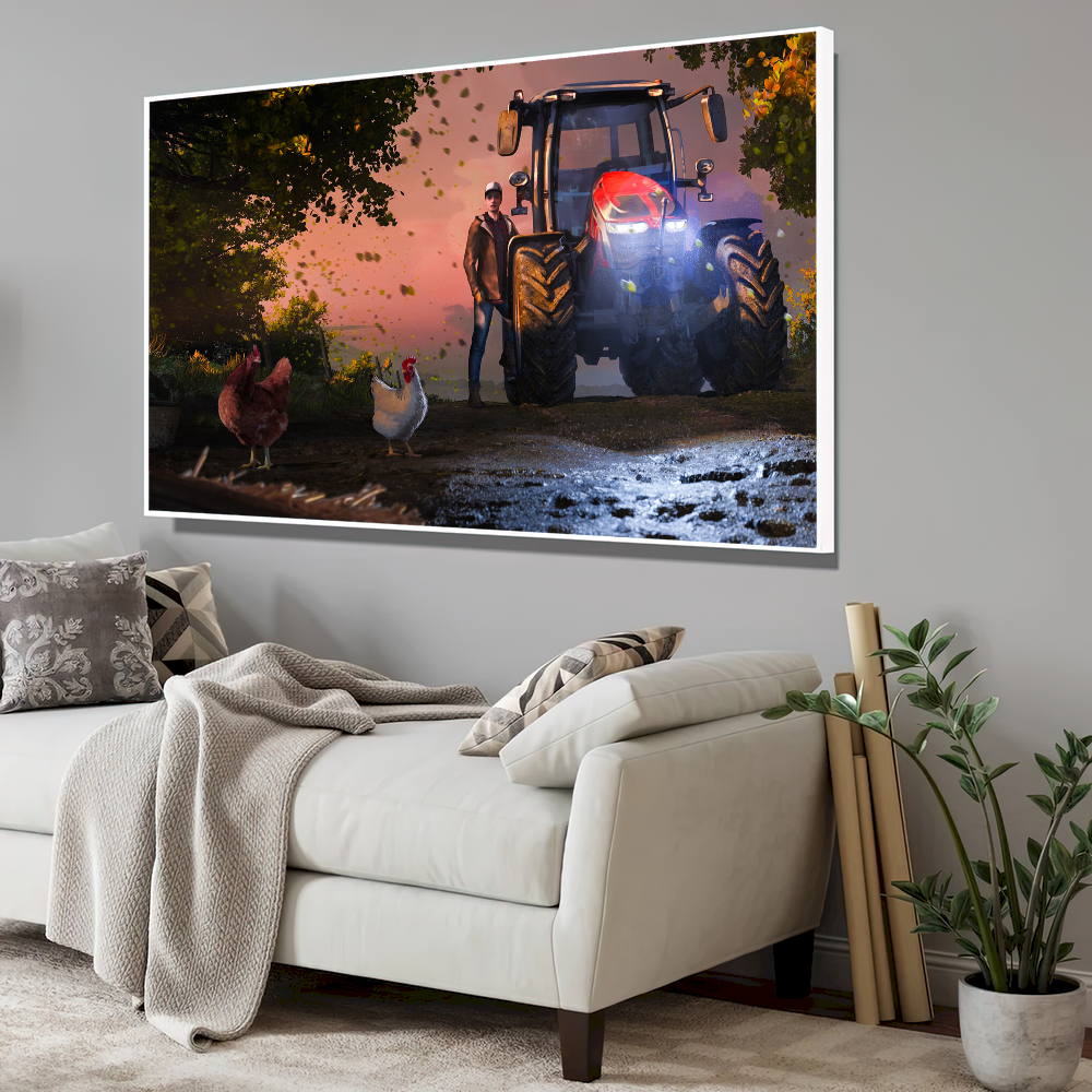 Quadro Fazenda Trator E Jovem Game