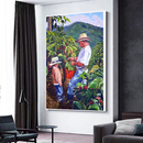 Quadro Pai E Filho Colhendo Café