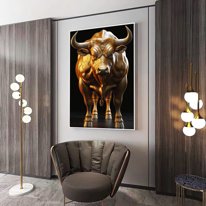 Quadro Touro Dourado Fundo Black
