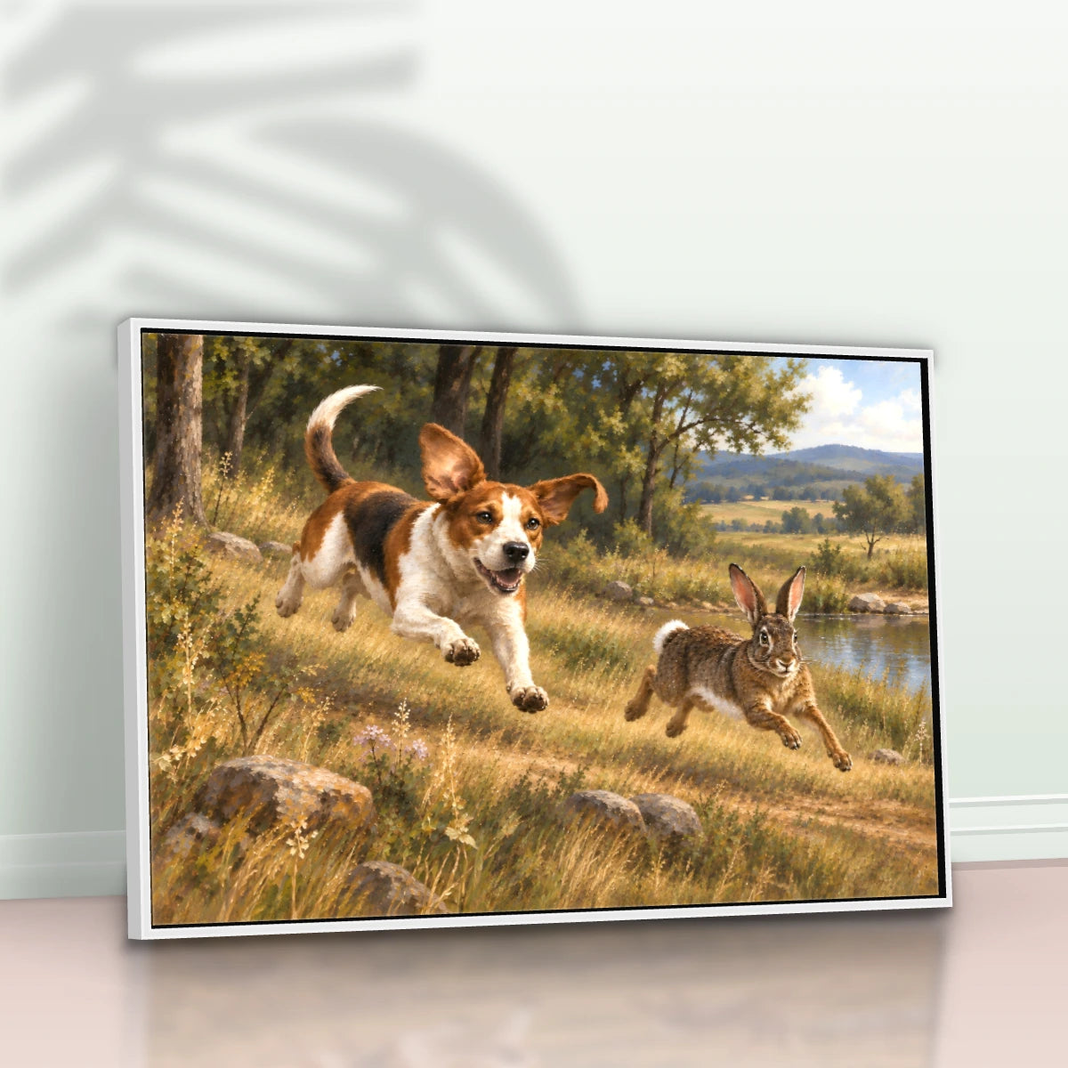 Quadro Sala Cachorro e Lebre Rural